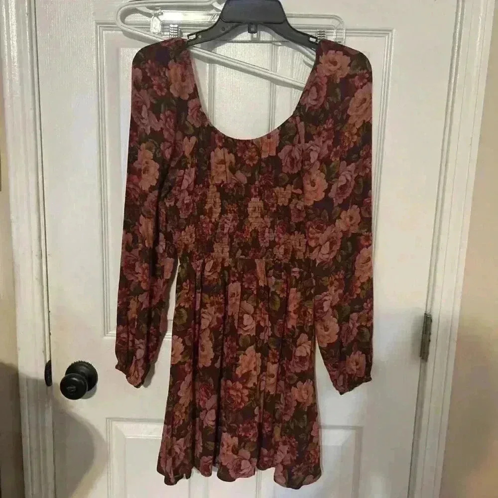 Altar'd State Isa Mini Dress Size Small Floral Long Sleeve Dress